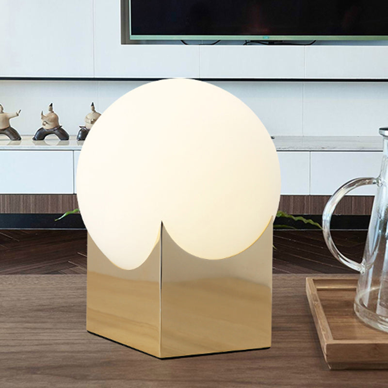 Modernist Style Globe Table Lamp Milk Glass 1 Light Living Room Table Lighting with Metal Base in Black/Gold Gold Clearhalo 'Lamps' 'Table Lamps' Lighting' 246031