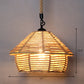 Single Cage Shade Pendulum Light Country Style Wood Rope Suspension Light for Restaurant Clearhalo 'Ceiling Lights' 'Industrial Pendants' 'Industrial' 'Middle Century Pendants' 'Pendant Lights' 'Pendants' 'Tiffany' Lighting' 2460348