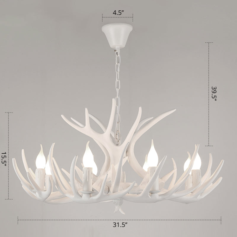 Resin Candle Suspension Light Country Style Restaurant Chandelier with Antler Deco Clearhalo 'Ceiling Lights' 'Chandeliers' Lighting' options 2460403
