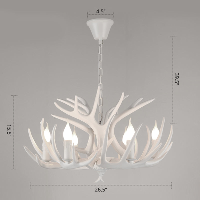 Resin Candle Suspension Light Country Style Restaurant Chandelier with Antler Deco Clearhalo 'Ceiling Lights' 'Chandeliers' Lighting' options 2460405