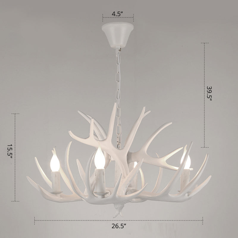 Resin Candle Suspension Light Country Style Restaurant Chandelier with Antler Deco Clearhalo 'Ceiling Lights' 'Chandeliers' Lighting' options 2460407