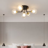 Dual Glass Ball Flush Mount Ceiling Light Minimalist Black Semi Flush Light Fixture for Bedroom Clearhalo 'Ceiling Lights' 'Close To Ceiling Lights' 'Close to ceiling' 'Glass shade' 'Glass' 'Pendant Lights' 'Semi-flushmount' Lighting' 2460474