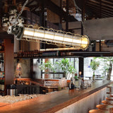 Cylindrical Wire Cage LED Island Light Industrial Silver Metal Pendant Lighting with Inner Clear Glass Shade Clearhalo 'Ceiling Lights' 'Island Lights' Lighting' 2460550