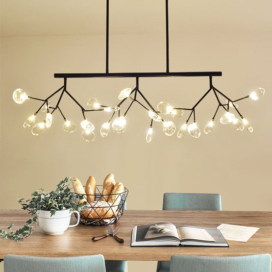 Tree Branch Glass Pendant Lamp Nordic 27-Light Island Ceiling Light for Dining Room Clearhalo 'Ceiling Lights' 'Island Lights' Lighting' 2460570