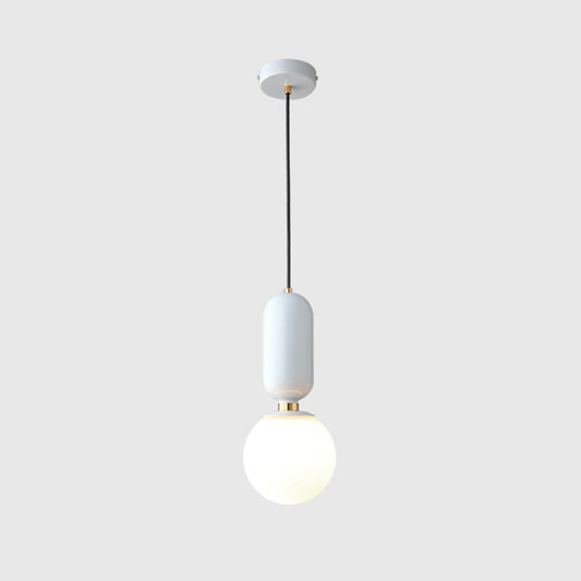 Milky Glass Ball Suspension Lamp Simplicity 1-Bulb Pendant Lighting Fixture for Living Room White 6.5" Clearhalo 'Ceiling Lights' 'Glass shade' 'Glass' 'Modern Pendants' 'Modern' 'Pendant Lights' 'Pendants' Lighting' 2460604