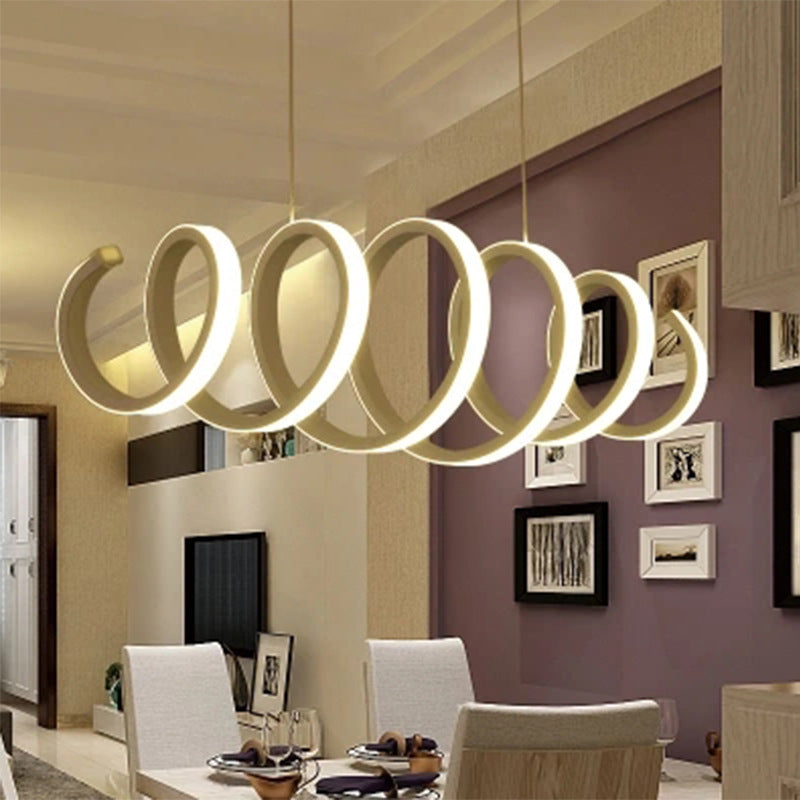 White Spiral Pendant Light Minimalism LED Acrylic Ceiling Suspension Lamp for Dining Room Clearhalo 'Ceiling Lights' 'Modern Pendants' 'Modern' 'Pendant Lights' 'Pendants' Lighting' 2460616