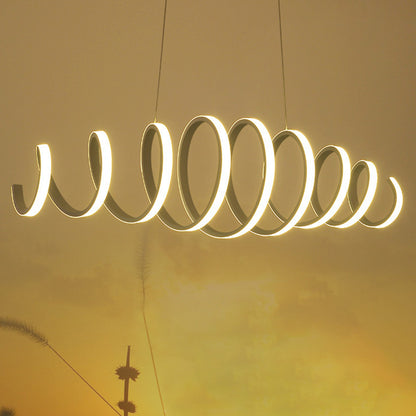 White Spiral Pendant Light Minimalism LED Acrylic Ceiling Suspension Lamp for Dining Room White 39.5" Clearhalo 'Ceiling Lights' 'Modern Pendants' 'Modern' 'Pendant Lights' 'Pendants' Lighting' 2460618