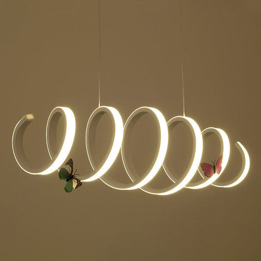 White Spiral Pendant Light Minimalism LED Acrylic Ceiling Suspension Lamp for Dining Room White 27.5" Clearhalo 'Ceiling Lights' 'Modern Pendants' 'Modern' 'Pendant Lights' 'Pendants' Lighting' 2460620