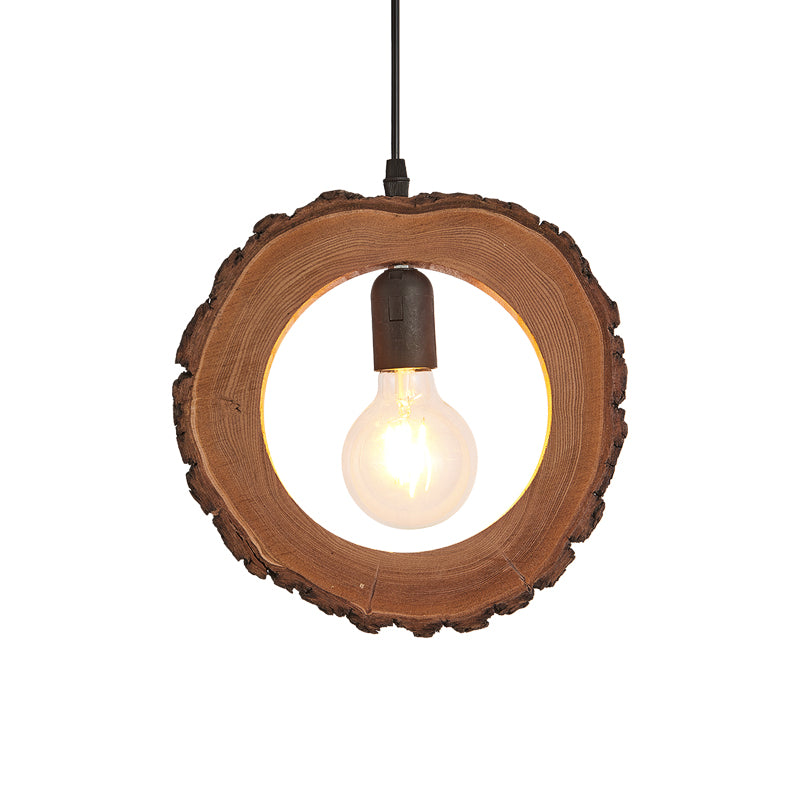 Tree Trunk Slice Ceiling Lamp Creative Nordic Wooden 1-Bulb Dining Room Pendant Light Clearhalo 'Ceiling Lights' 'Modern Pendants' 'Modern' 'Pendant Lights' 'Pendants' Lighting' 2460625