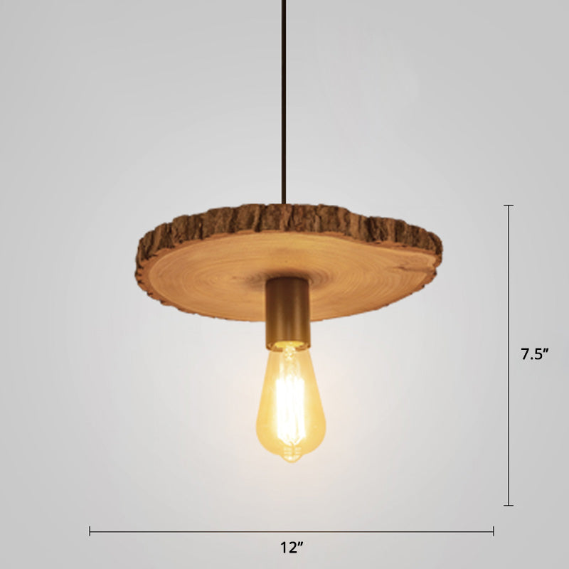 Tree Trunk Slice Ceiling Lamp Creative Nordic Wooden 1-Bulb Dining Room Pendant Light Clearhalo 'Ceiling Lights' 'Modern Pendants' 'Modern' 'Pendant Lights' 'Pendants' Lighting' 2460626