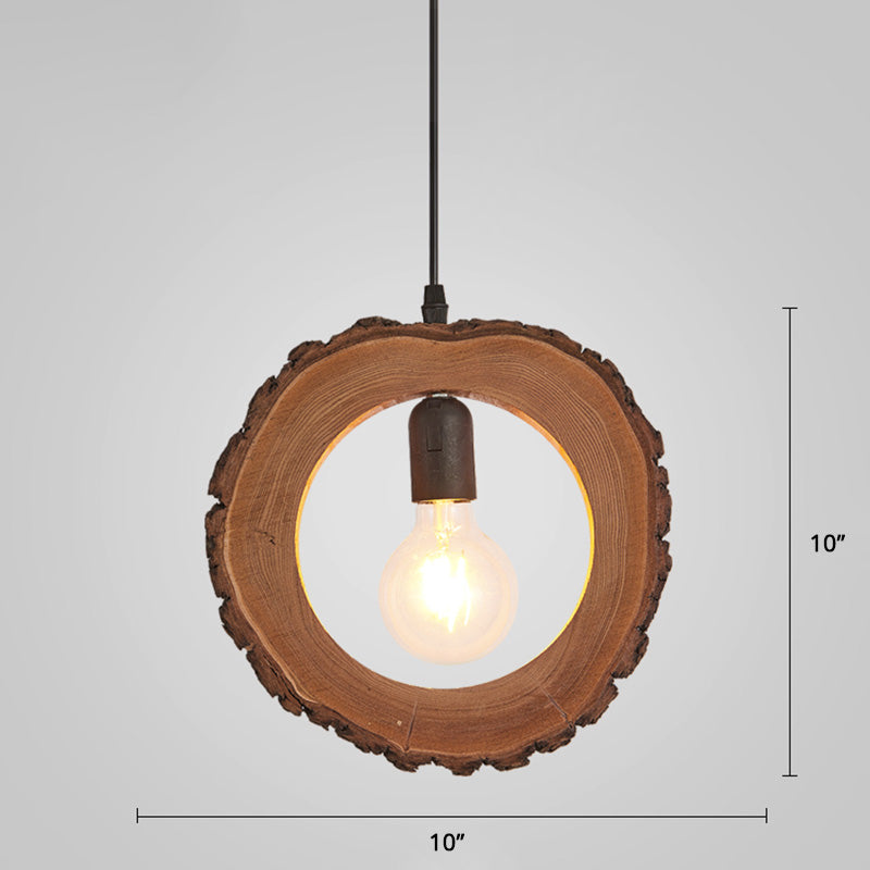 Tree Trunk Slice Ceiling Lamp Creative Nordic Wooden 1-Bulb Dining Room Pendant Light Clearhalo 'Ceiling Lights' 'Modern Pendants' 'Modern' 'Pendant Lights' 'Pendants' Lighting' 2460627