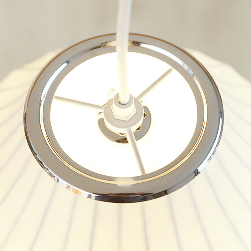 White Lantern Hanging Lamp Japanese Style Single Artificial Silk Pendant Lighting Fixture Clearhalo 'Ceiling Lights' 'Modern Pendants' 'Modern' 'Pendant Lights' 'Pendants' Lighting' 2460656