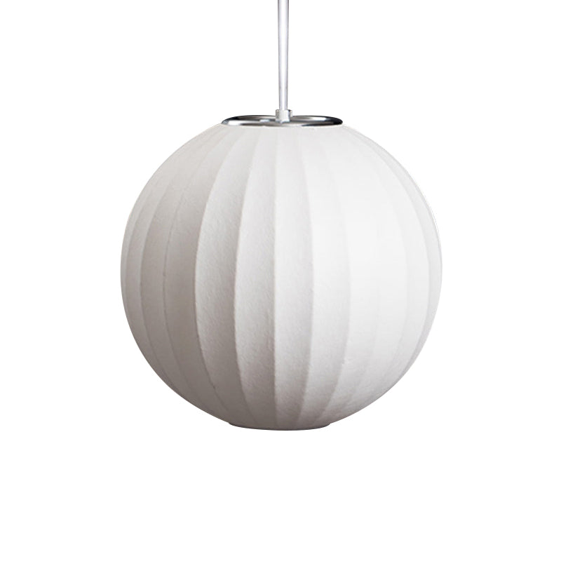 White Lantern Hanging Lamp Japanese Style Single Artificial Silk Pendant Lighting Fixture Clearhalo 'Ceiling Lights' 'Modern Pendants' 'Modern' 'Pendant Lights' 'Pendants' Lighting' 2460657