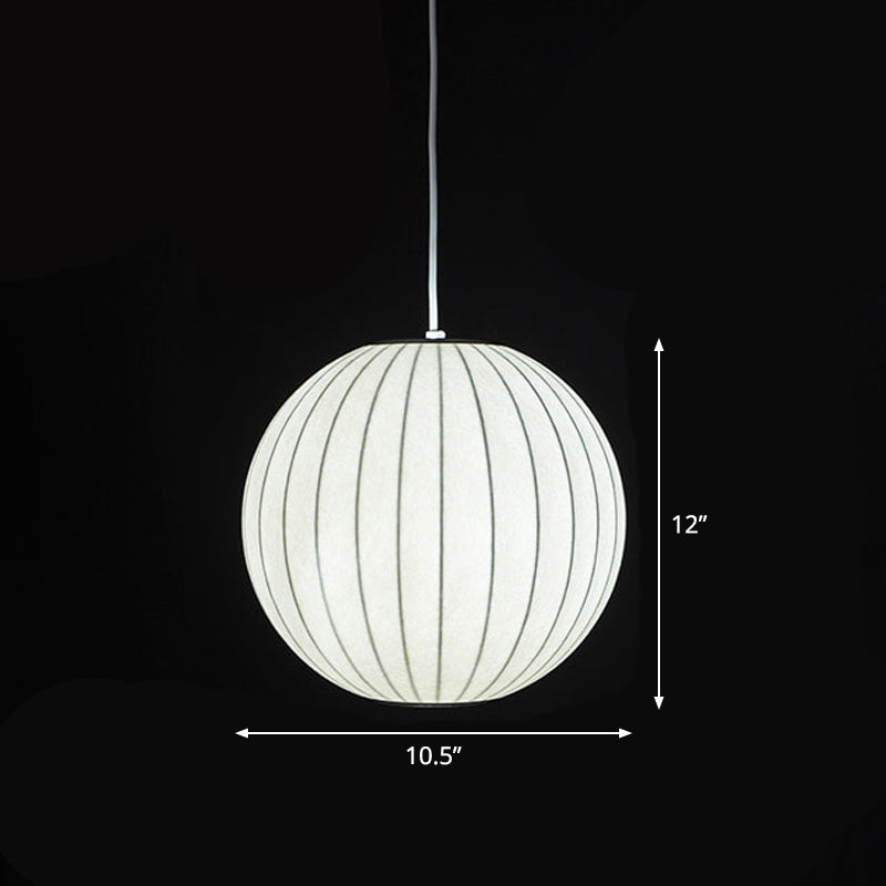 White Lantern Hanging Lamp Japanese Style Single Artificial Silk Pendant Lighting Fixture Clearhalo 'Ceiling Lights' 'Modern Pendants' 'Modern' 'Pendant Lights' 'Pendants' Lighting' 2460659