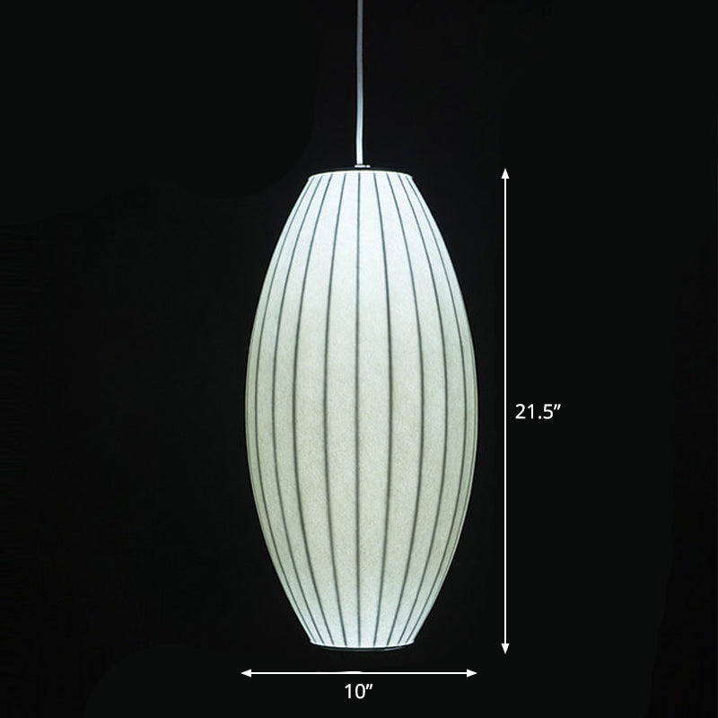 White Lantern Hanging Lamp Japanese Style Single Artificial Silk Pendant Lighting Fixture Clearhalo 'Ceiling Lights' 'Modern Pendants' 'Modern' 'Pendant Lights' 'Pendants' Lighting' 2460660