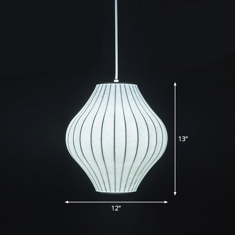 White Lantern Hanging Lamp Japanese Style Single Artificial Silk Pendant Lighting Fixture Clearhalo 'Ceiling Lights' 'Modern Pendants' 'Modern' 'Pendant Lights' 'Pendants' Lighting' 2460661
