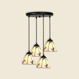 Floral Pendant Ceiling Light Handcrafted Art Glass Tiffany Style Suspension Lamp for Dining Room 4 Green Clearhalo 'Ceiling Lights' 'Chandeliers' 'Close To Ceiling Lights' 'Glass shade' 'Glass' 'Industrial' 'Middle Century Pendants' 'Pendant Lights' 'Pendants' 'Tiffany close to ceiling' 'Tiffany Pendants' 'Tiffany' Lighting' 2460664