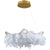 Wavy Metal Suspension Lighting Nordic White-Gold LED Chandelier with Feather Deco White Clearhalo 'Ceiling Lights' 'Chandeliers' 'Modern Chandeliers' 'Modern' Lighting' 2460756