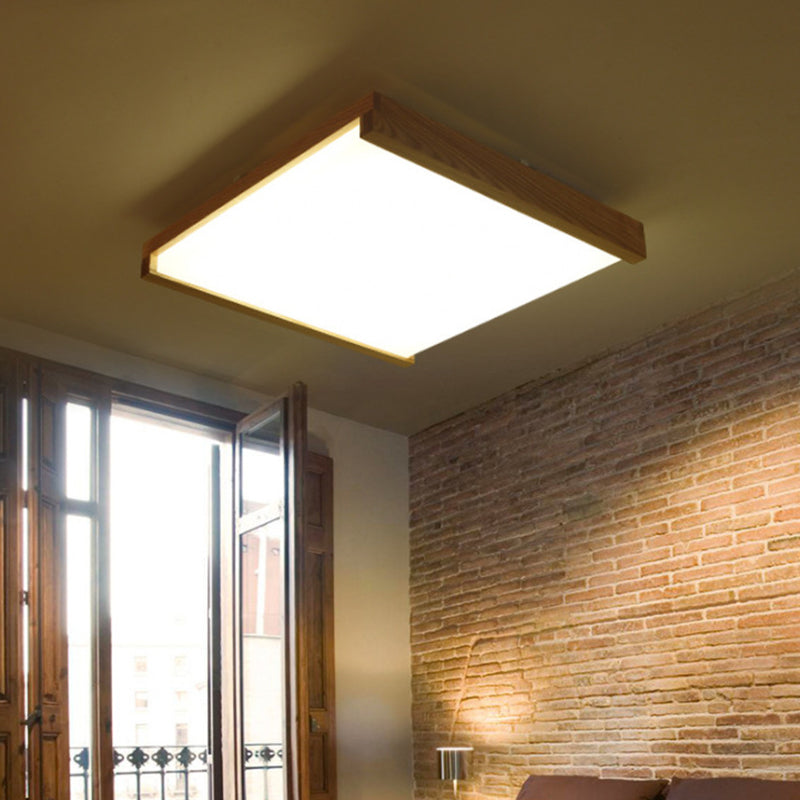 Simplicity Quad Shape Ceiling Fixture Acrylic Bedroom Flush Mounted Light in Wood Clearhalo 'Ceiling Lights' 'Close To Ceiling Lights' 'Close to ceiling' 'Flush mount' Lighting' 2460801