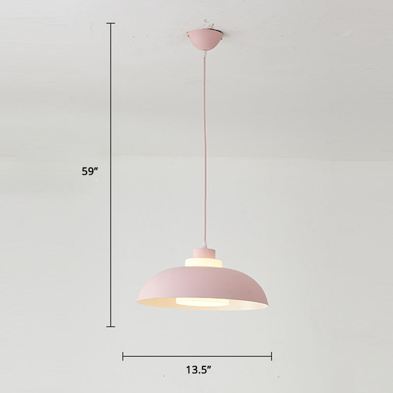 Aluminum Bowl Ceiling Hang Light Macaron Single-Bulb Pendant Lamp with Acrylic Shade Insert Clearhalo 'Ceiling Lights' 'Modern Pendants' 'Modern' 'Pendant Lights' 'Pendants' Lighting' 2460895