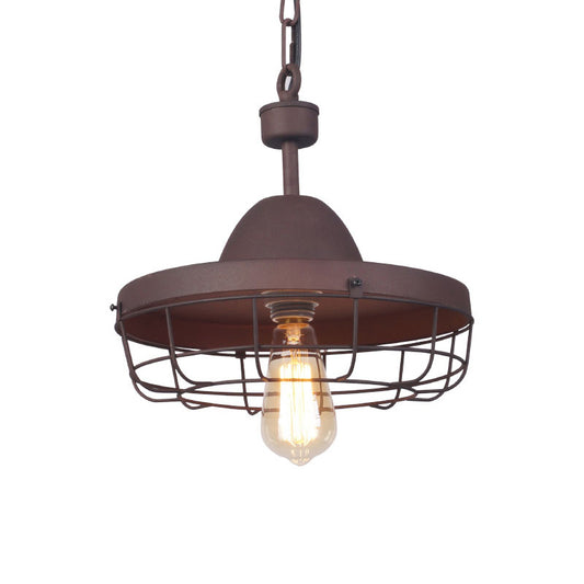 Single Shaded Suspension Lighting Industrial Metal Pendant Ceiling Lamp for Bistro Rust Clearhalo 'Art Deco Pendants' 'Black' 'Cast Iron' 'Ceiling Lights' 'Ceramic' 'Crystal' 'Industrial Pendants' 'Industrial' 'Metal' 'Middle Century Pendants' 'Pendant Lights' 'Pendants' 'Rustic Pendants' 'Tiffany' Lighting' 2460910