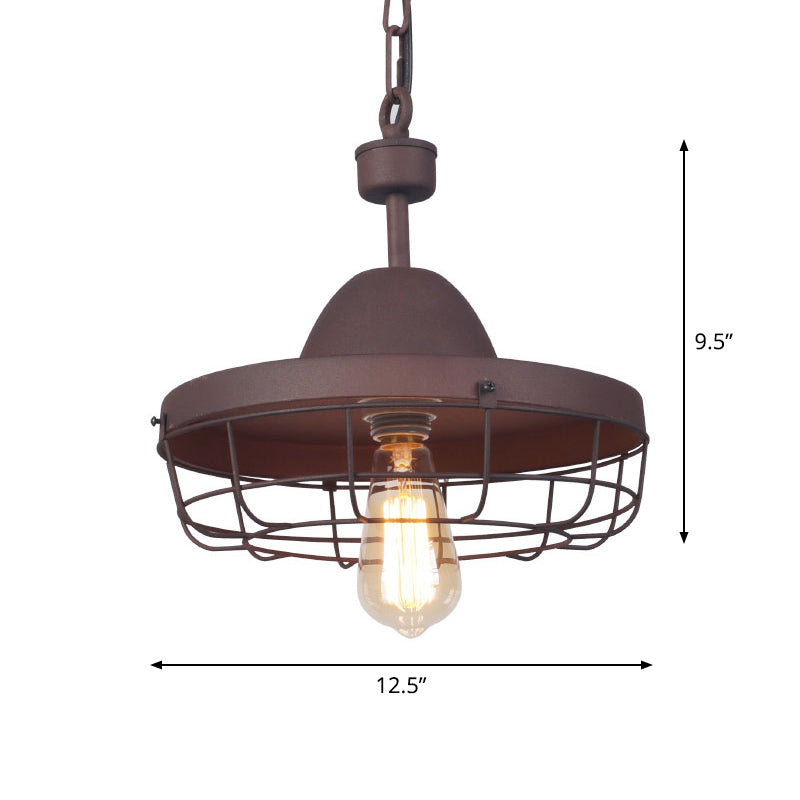 Single Shaded Suspension Lighting Industrial Metal Pendant Ceiling Lamp for Bistro Clearhalo 'Art Deco Pendants' 'Black' 'Cast Iron' 'Ceiling Lights' 'Ceramic' 'Crystal' 'Industrial Pendants' 'Industrial' 'Metal' 'Middle Century Pendants' 'Pendant Lights' 'Pendants' 'Rustic Pendants' 'Tiffany' Lighting' 2460921