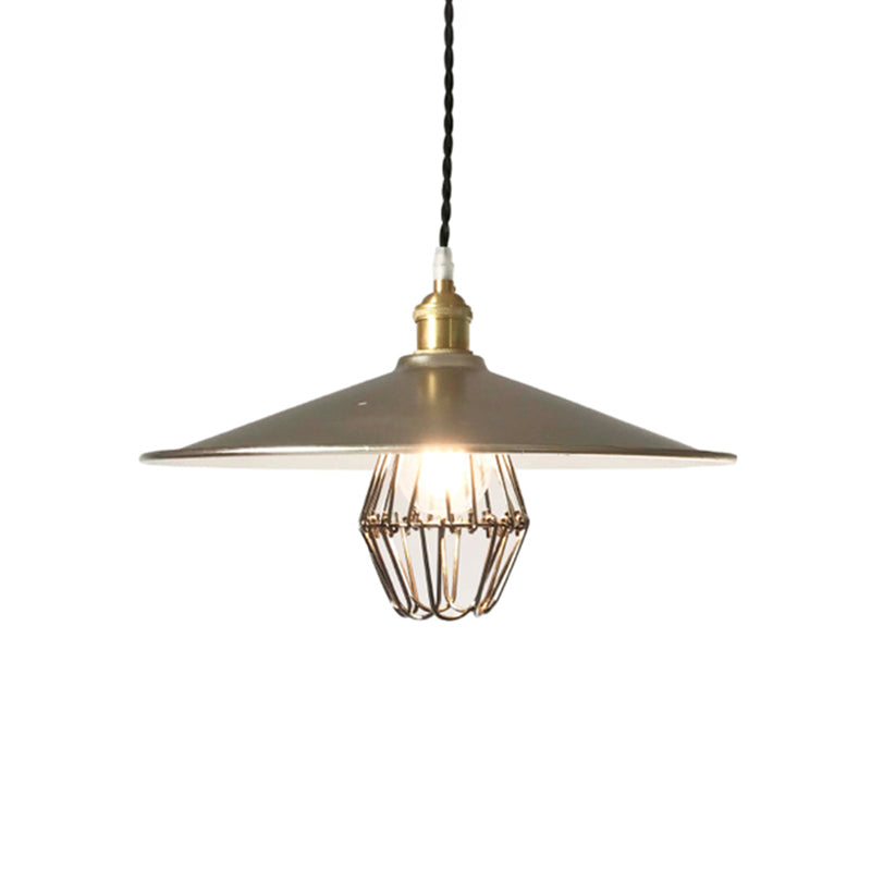 Single Shaded Suspension Lighting Industrial Metal Pendant Ceiling Lamp for Bistro Pewter Clearhalo 'Art Deco Pendants' 'Black' 'Cast Iron' 'Ceiling Lights' 'Ceramic' 'Crystal' 'Industrial Pendants' 'Industrial' 'Metal' 'Middle Century Pendants' 'Pendant Lights' 'Pendants' 'Rustic Pendants' 'Tiffany' Lighting' 2460923