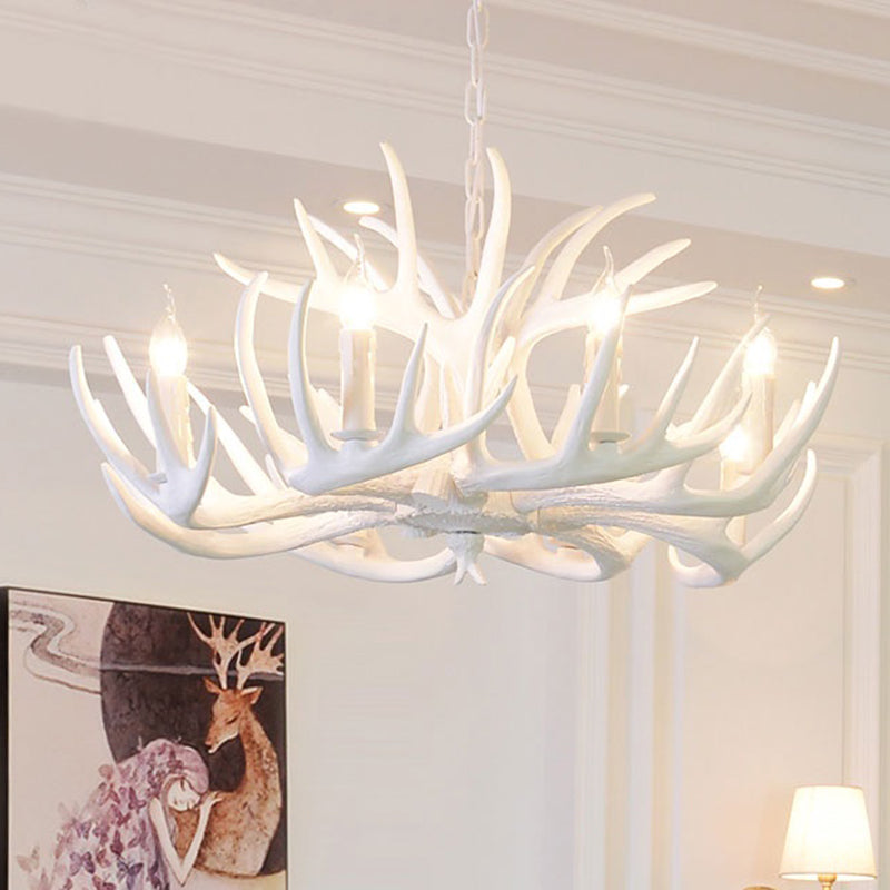 Artificial Antler Chandelier Rustic Resin Hanging Light with Exposed Bulb Design Clearhalo 'Ceiling Lights' 'Chandeliers' Lighting' options 2460946