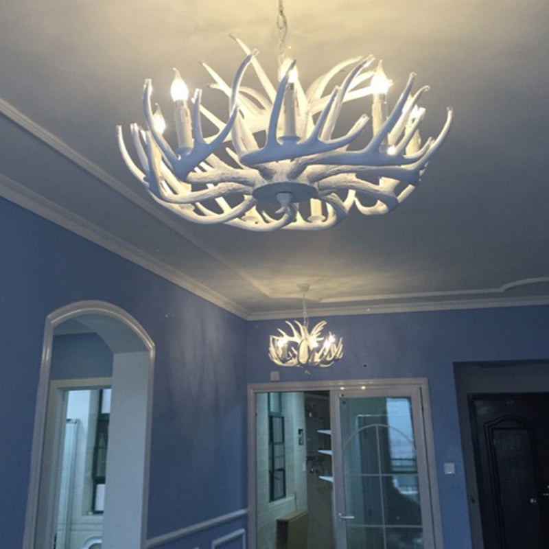 Artificial Antler Chandelier Rustic Resin Hanging Light with Exposed Bulb Design Clearhalo 'Ceiling Lights' 'Chandeliers' Lighting' options 2460955