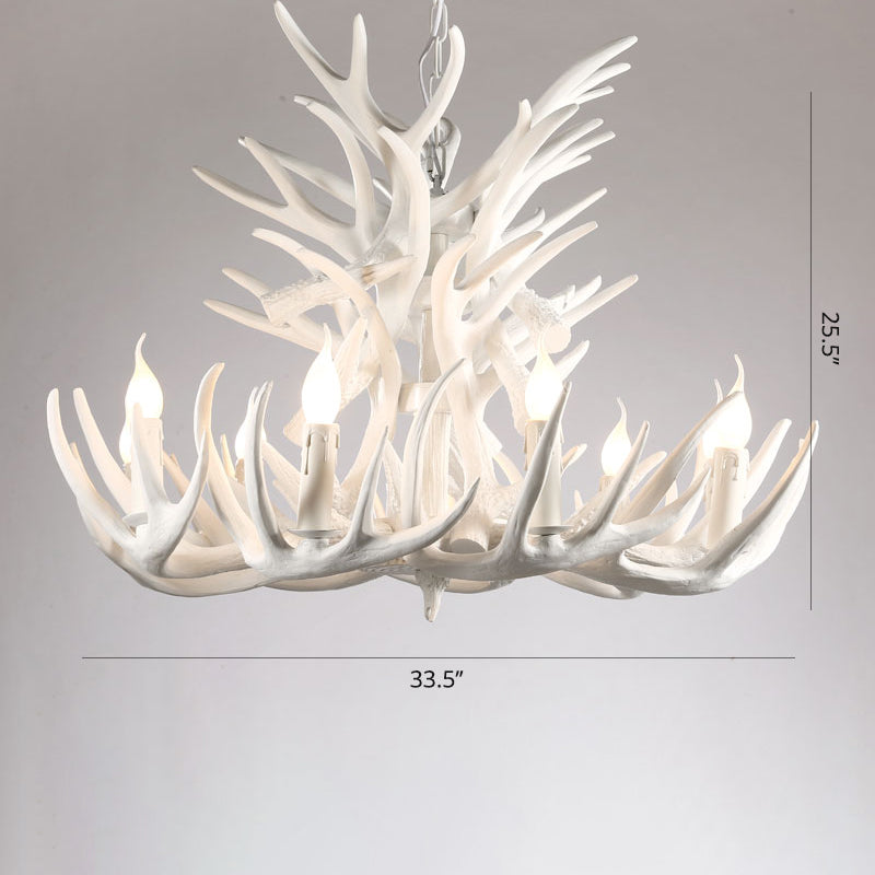 Artificial Antler Chandelier Rustic Resin Hanging Light with Exposed Bulb Design Clearhalo 'Ceiling Lights' 'Chandeliers' Lighting' options 2460956