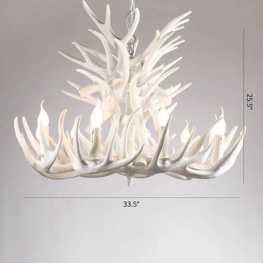 Artificial Antler Chandelier Rustic Resin Hanging Light with Exposed Bulb Design Clearhalo 'Ceiling Lights' 'Chandeliers' Lighting' options 2460956