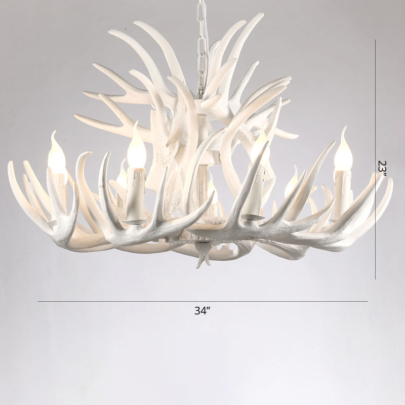 Artificial Antler Chandelier Rustic Resin Hanging Light with Exposed Bulb Design Clearhalo 'Ceiling Lights' 'Chandeliers' Lighting' options 2460958