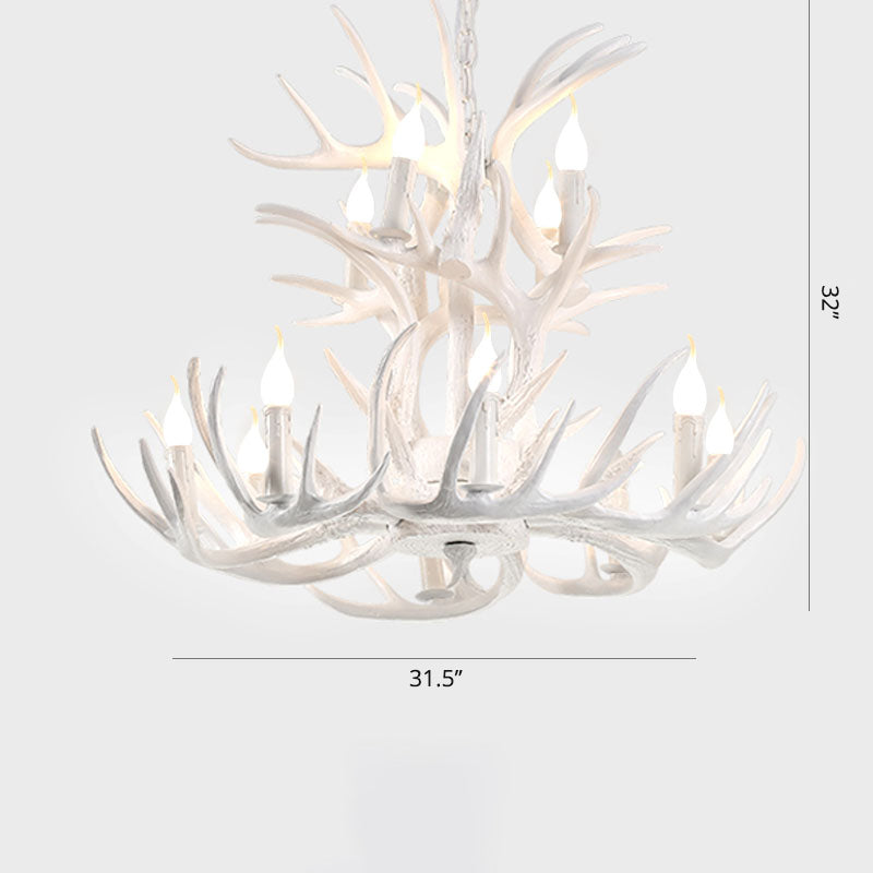Artificial Antler Chandelier Rustic Resin Hanging Light with Exposed Bulb Design Clearhalo 'Ceiling Lights' 'Chandeliers' Lighting' options 2460961