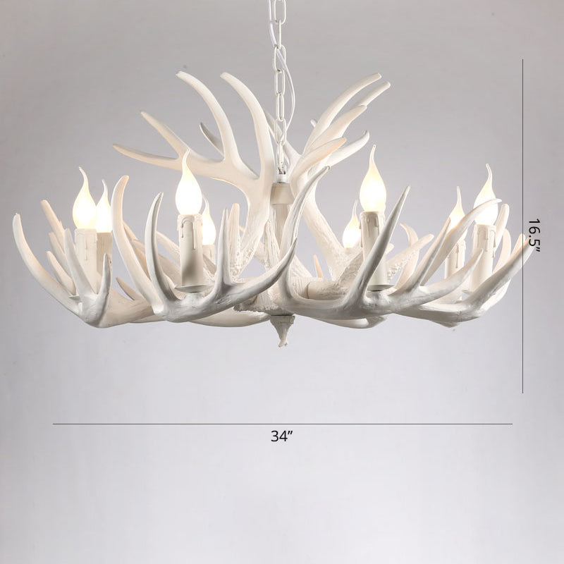 Artificial Antler Chandelier Rustic Resin Hanging Light with Exposed Bulb Design Clearhalo 'Ceiling Lights' 'Chandeliers' Lighting' options 2460963
