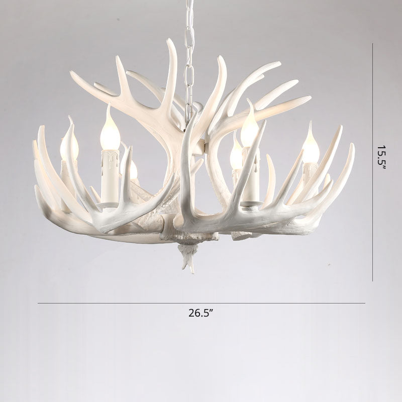 Artificial Antler Chandelier Rustic Resin Hanging Light with Exposed Bulb Design Clearhalo 'Ceiling Lights' 'Chandeliers' Lighting' options 2460965