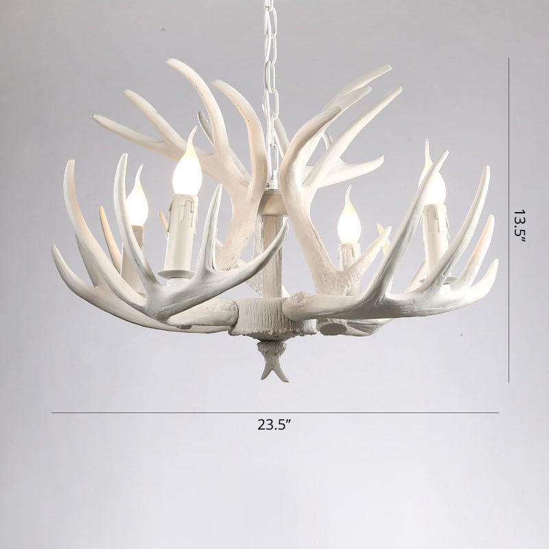 Artificial Antler Chandelier Rustic Resin Hanging Light with Exposed Bulb Design Clearhalo 'Ceiling Lights' 'Chandeliers' Lighting' options 2460967
