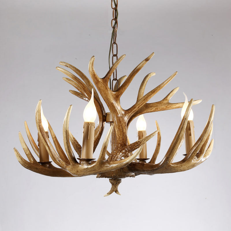 Artificial Antler Chandelier Rustic Resin Hanging Light with Exposed Bulb Design Clearhalo 'Ceiling Lights' 'Chandeliers' Lighting' options 2460968