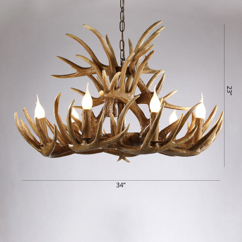 Artificial Antler Chandelier Rustic Resin Hanging Light with Exposed Bulb Design Clearhalo 'Ceiling Lights' 'Chandeliers' Lighting' options 2460970
