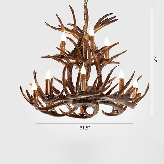 Artificial Antler Chandelier Rustic Resin Hanging Light with Exposed Bulb Design Clearhalo 'Ceiling Lights' 'Chandeliers' Lighting' options 2460971