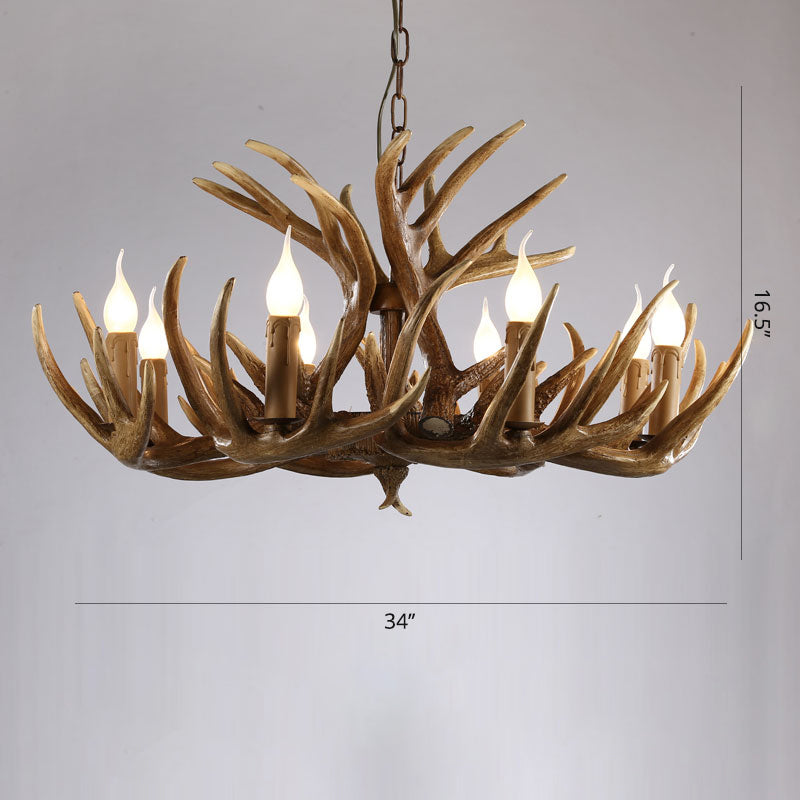 Artificial Antler Chandelier Rustic Resin Hanging Light with Exposed Bulb Design Clearhalo 'Ceiling Lights' 'Chandeliers' Lighting' options 2460972