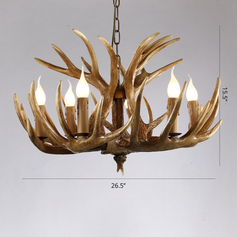 Artificial Antler Chandelier Rustic Resin Hanging Light with Exposed Bulb Design Clearhalo 'Ceiling Lights' 'Chandeliers' Lighting' options 2460973