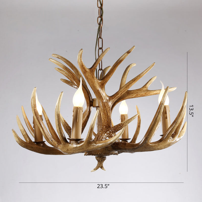 Artificial Antler Chandelier Rustic Resin Hanging Light with Exposed Bulb Design Clearhalo 'Ceiling Lights' 'Chandeliers' Lighting' options 2460974