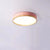 Round Metal Flush Mount Lighting Fixture Macaron LED Ceiling Lamp with Wooden Rim Pink Clearhalo 'Ceiling Lights' 'Close To Ceiling Lights' 'Close to ceiling' 'Flush mount' Lighting' 2460981