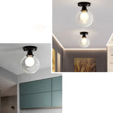 Mini Ball Ceiling Flush Mount Light Simple Dual Blown Glass 1-Light Aisle Semi Mount Lighting in Black Clearhalo 'Ceiling Lights' 'Close To Ceiling Lights' 'Close to ceiling' 'Glass shade' 'Glass' 'Pendant Lights' 'Semi-flushmount' Lighting' 2460984