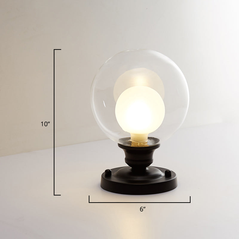 Mini Ball Ceiling Flush Mount Light Simple Dual Blown Glass 1-Light Aisle Semi Mount Lighting in Black Clearhalo 'Ceiling Lights' 'Close To Ceiling Lights' 'Close to ceiling' 'Glass shade' 'Glass' 'Pendant Lights' 'Semi-flushmount' Lighting' 2460988