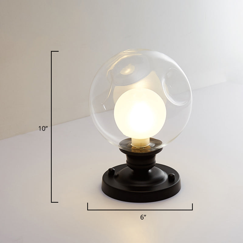 Mini Ball Ceiling Flush Mount Light Simple Dual Blown Glass 1-Light Aisle Semi Mount Lighting in Black Clearhalo 'Ceiling Lights' 'Close To Ceiling Lights' 'Close to ceiling' 'Glass shade' 'Glass' 'Pendant Lights' 'Semi-flushmount' Lighting' 2460989