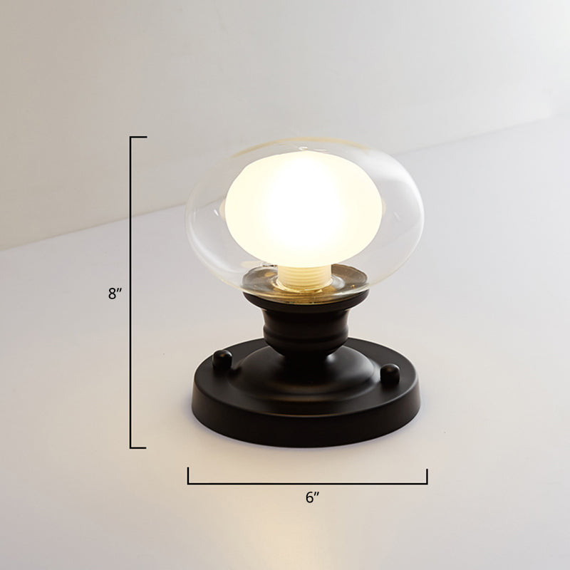 Mini Ball Ceiling Flush Mount Light Simple Dual Blown Glass 1-Light Aisle Semi Mount Lighting in Black Clearhalo 'Ceiling Lights' 'Close To Ceiling Lights' 'Close to ceiling' 'Glass shade' 'Glass' 'Pendant Lights' 'Semi-flushmount' Lighting' 2460990