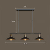 Cone Shade Restaurant Island Lamp Warehouse Style Metal 3 Heads Black Pendant Light Clearhalo 'Ceiling Lights' 'Island Lights' Lighting' 2461006