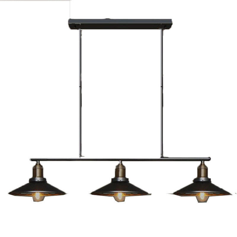 Cone Shade Restaurant Island Lamp Warehouse Style Metal 3 Heads Black Pendant Light Clearhalo 'Ceiling Lights' 'Island Lights' Lighting' 2461008