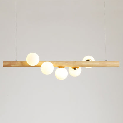 Jewelry Milk Glass Suspension Light Minimalistic Hanging Island Light for Dining Room 5 Wood Clearhalo 'Ceiling Lights' 'Island Lights' Lighting' 2461011